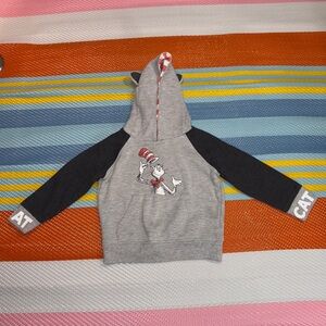 Dr. Seuss Cat in the Hat Gray Red Pullover Hoodie Boys Size 3T